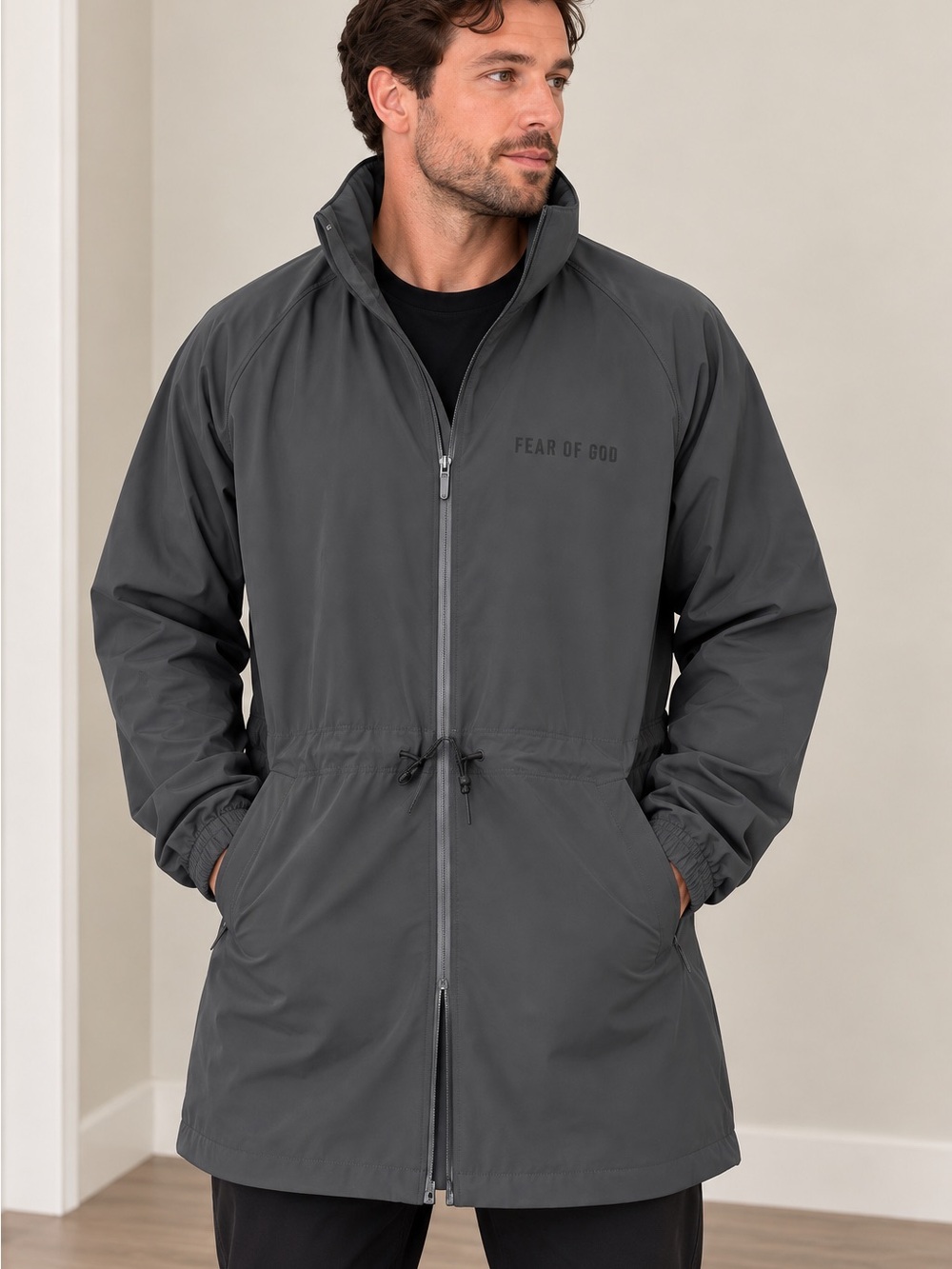 adidas Fear of God Men's Black Windbreaker Jacket